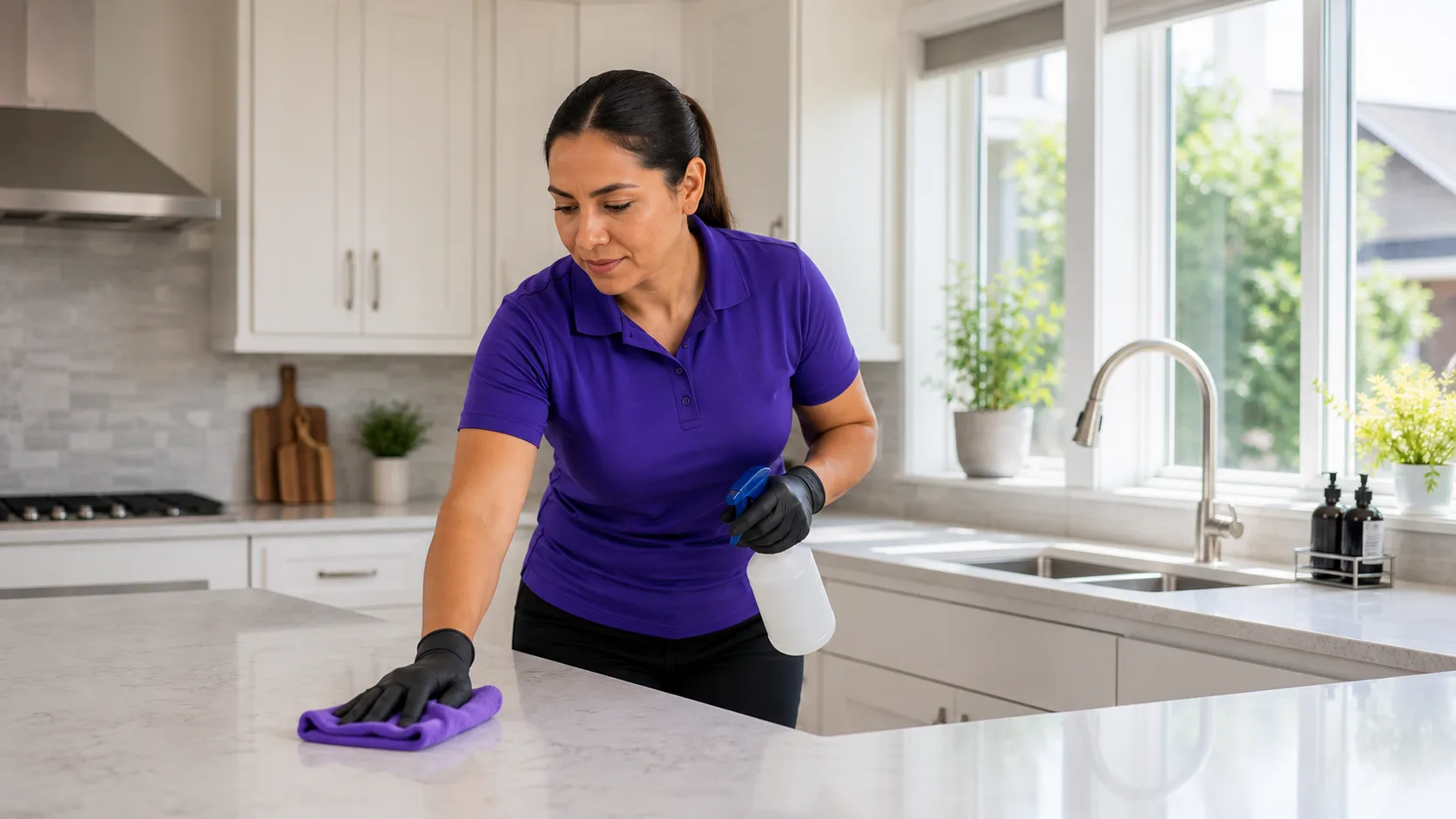 Woman cleaner providing professional house cleaning in Milwaukee WI