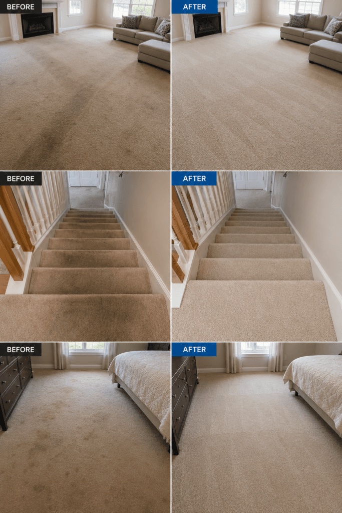 Carpet cleaning before and after results by Team Clean Supreme in Milwaukee WI