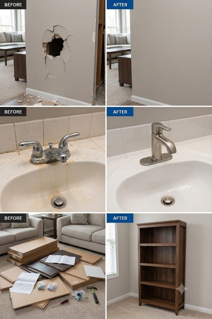Property maintenance before and after repair support by Team Clean Supreme in Milwaukee WI