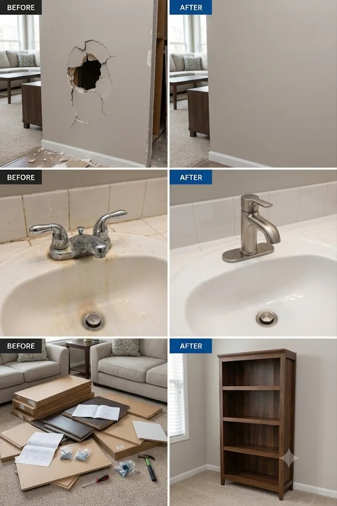 Property maintenance before and after repair support by Team Clean Supreme in Milwaukee WI